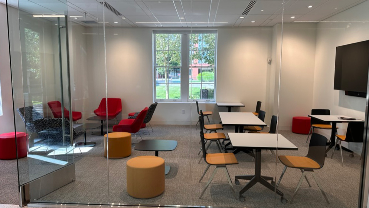 Inside of a meeting space in the renovated Churchill House